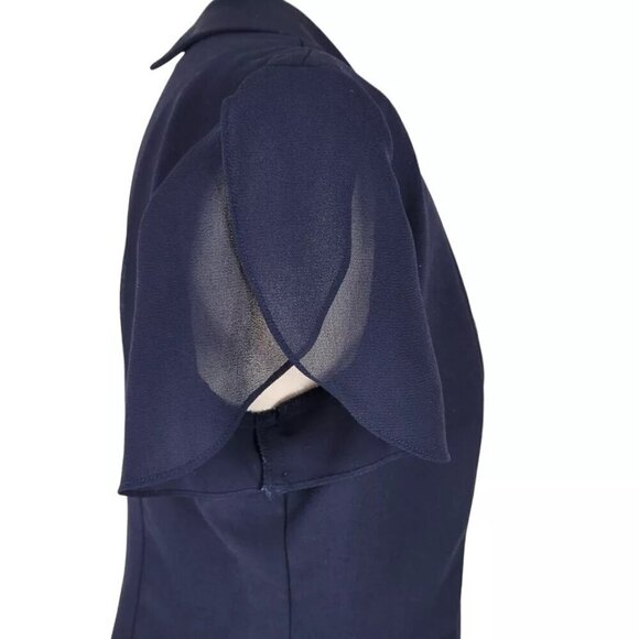 Danny & Nicole Chiffon Midi Jacket Dress Suit Size 12 Petal Sleeves Pleated Hem - Picture 4 of 10